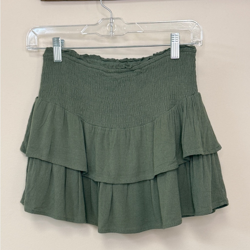Hayden Girls: Girls Olive Green Two Tier Ruffle Skort, Size L